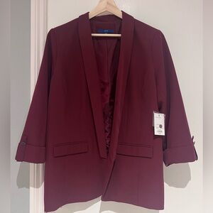 Apt. 9 Burgundy Blazer with Buttoned Cuffs